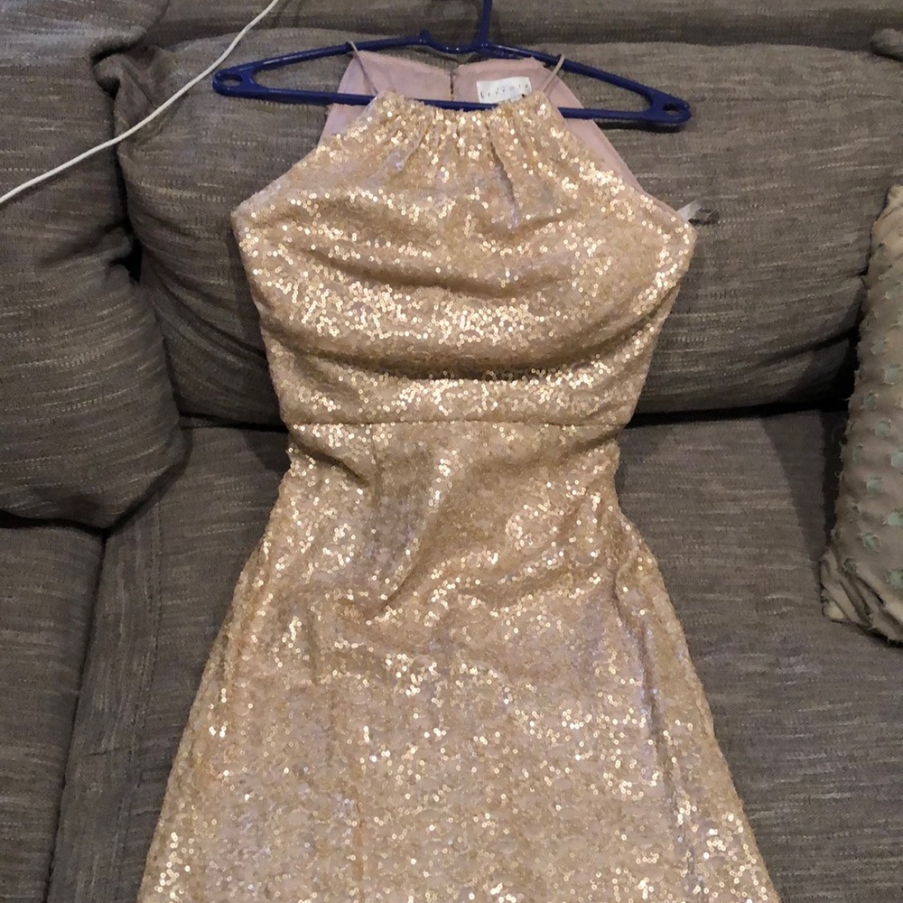 Bill Levkoff sequined bridesmaid dress